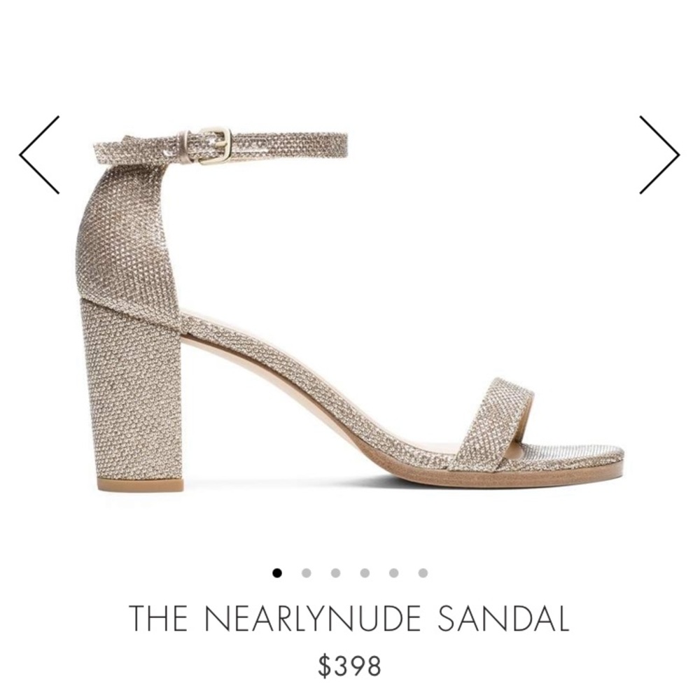 Stuart-Weitzman nearly nude sandal in lamé UNBOXED